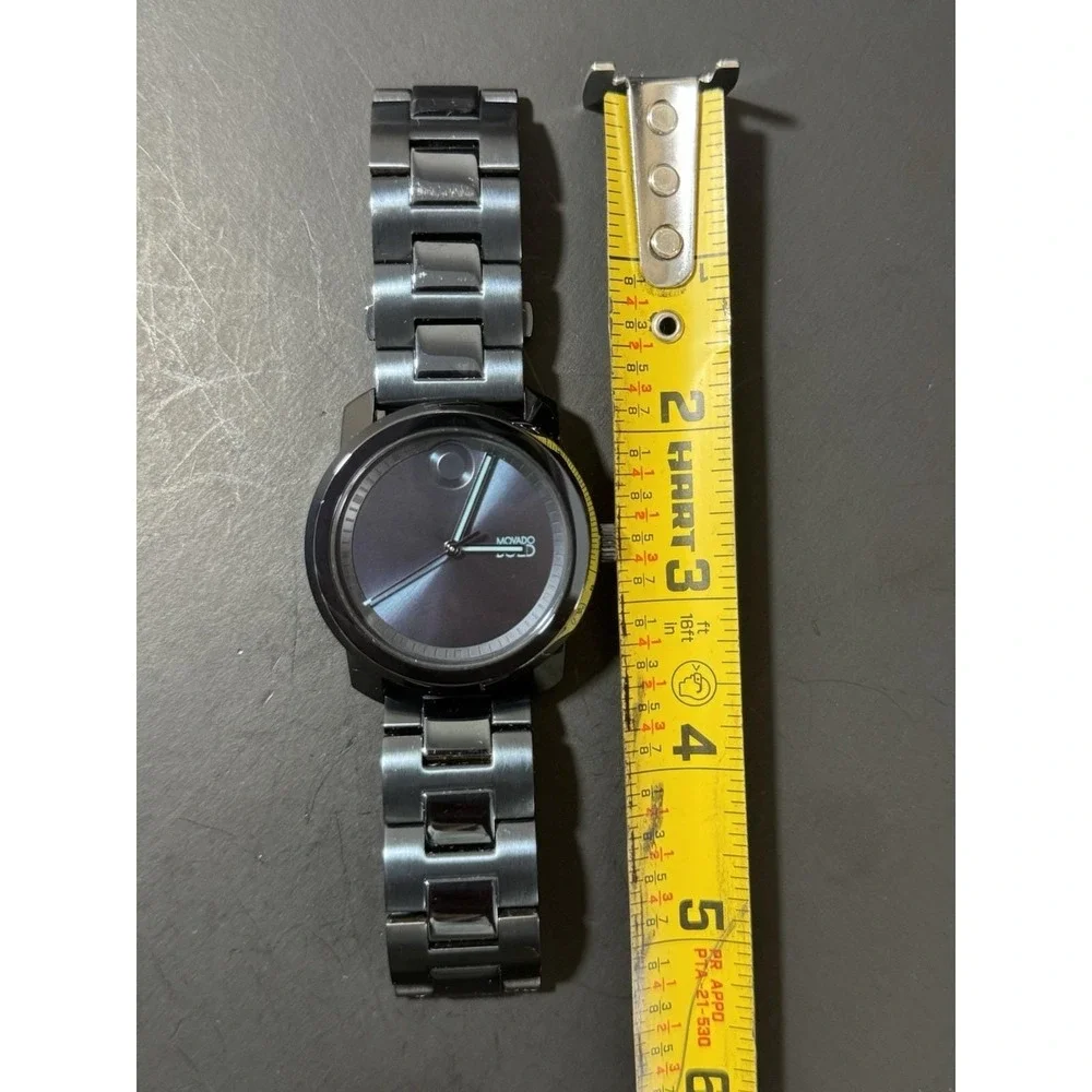 Mens Movado Bold Blue Black Quartz Wrist Watch